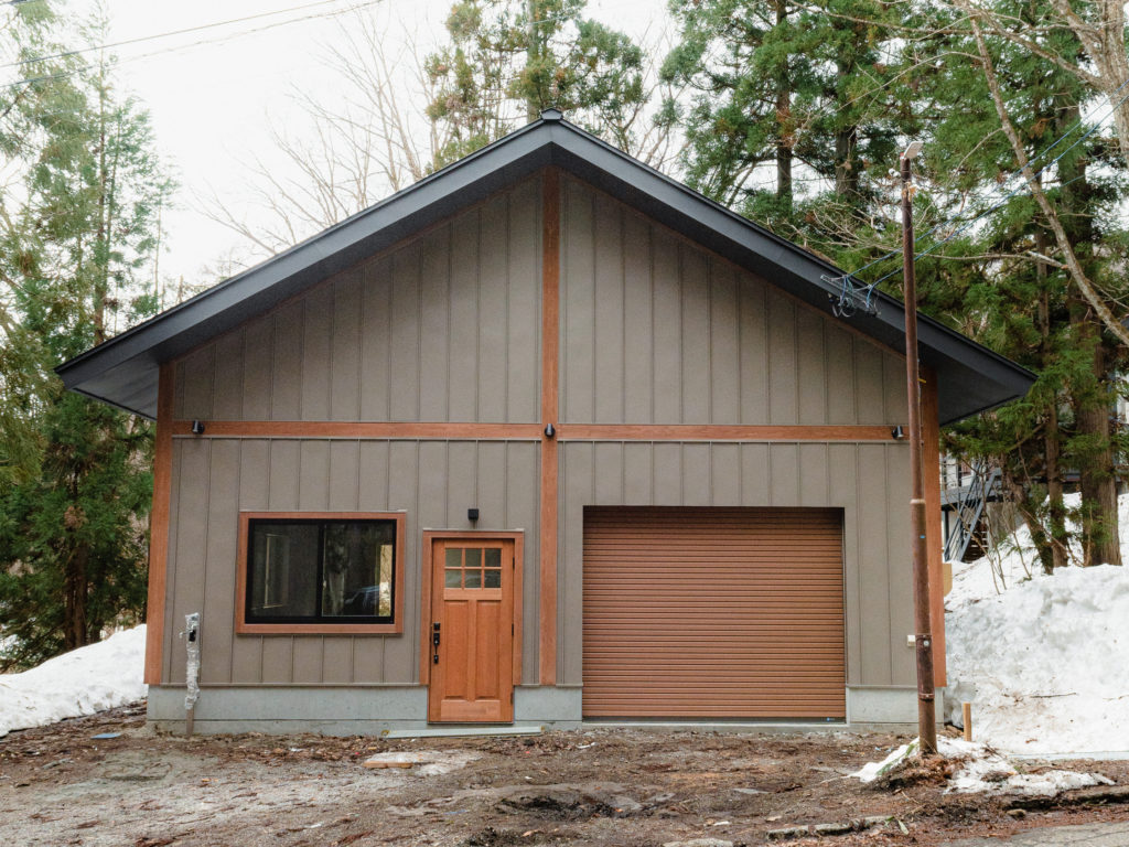 The Koya Snowcraft handmade snowboard factory workshop in the trees just below Hakuba Goryu resort.